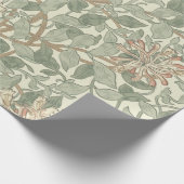 Papier Cadeau William Morris Honeysuckle Vert Floral (Coin)
