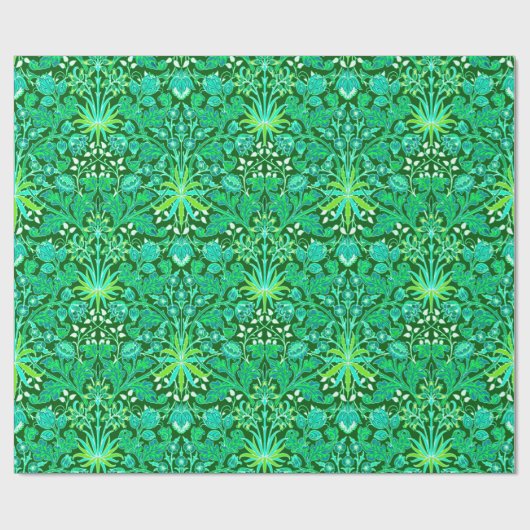 Papier Cadeau William Morris Hyacinth Imprimer, Emerald Green (Plat)