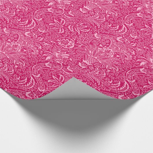Papier Cadeau William Morris indien, rose fuchsia profond (Coin)