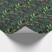 Papier Cadeau William Morris Inspiré Red Holly Berry Noël (Coin)