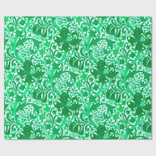 Papier Cadeau William Morris Iris et Lily, Jade Green (Plat)