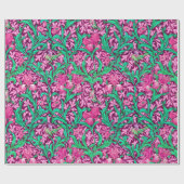 Papier Cadeau William Morris Irises, Fuchsia, rose et vin (Plat)