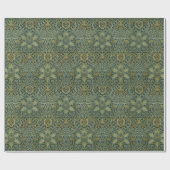 Papier Cadeau William Morris Ispahan Vert sarcelle Floral Art (Plat)
