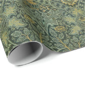 Papier Cadeau William Morris Ispahan Vert sarcelle Floral Art (Coin rond)