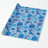 Papier Cadeau William Morris Jacobean Floral, bleu Cobalt (Déroulé)