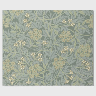 Papier Cadeau William Morris Jasmine Bleu Vert Art Botanique