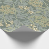 Papier Cadeau William Morris Jasmine Bleu Vert Art Botanique (Coin)