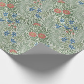 Papier Cadeau William Morris Larkspur Floral Vert rose bleu (Coin)