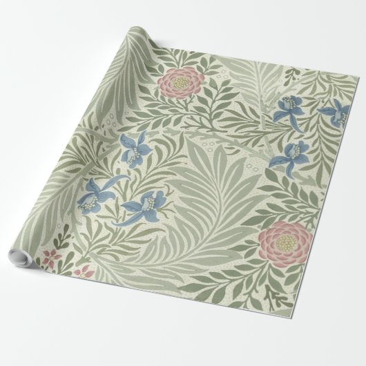 Papier Cadeau William Morris Larkspur Fond d'écran floral (Déroulé)