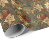 Papier Cadeau William Morris Lily and Pomegranate Floral pattern (Coin rond)