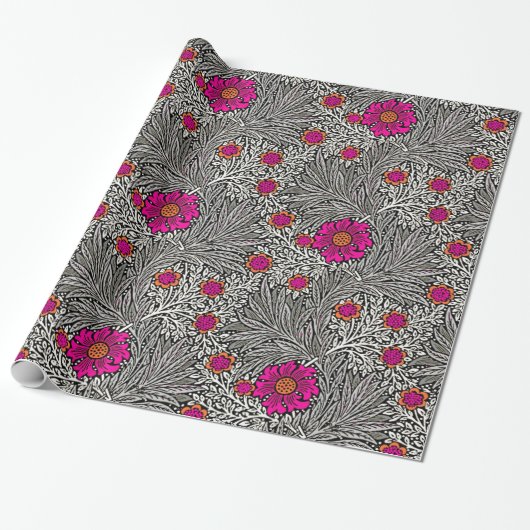 Papier Cadeau William Morris Marigold, Grey / Grey et Blanc (Déroulé)