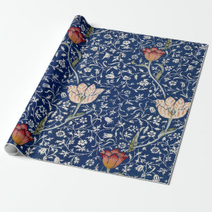 Papier Cadeau William Morris Medway Tulipe Bleue Florale Art