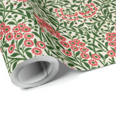 Papier Cadeau William Morris Michaelmas Daisy Fleurs rose vert (Coin rond)