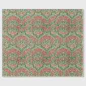 Papier Cadeau William Morris Michaelmas Daisy Fleurs rose vert (Plat)