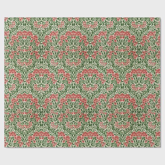Papier Cadeau William Morris Michaelmas Daisy Fleurs rose vert (Plat)