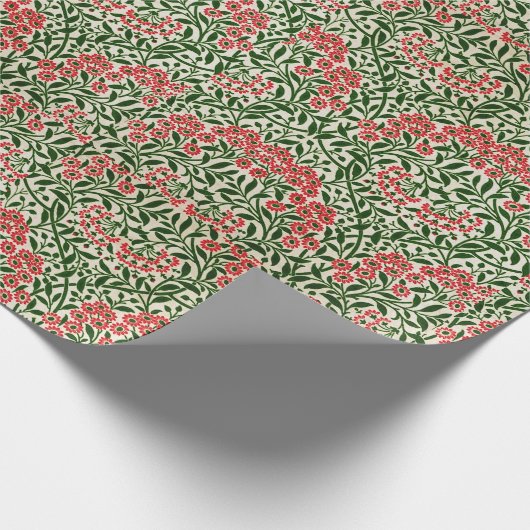 Papier Cadeau William Morris Michaelmas Daisy Fleurs rose vert (Coin)
