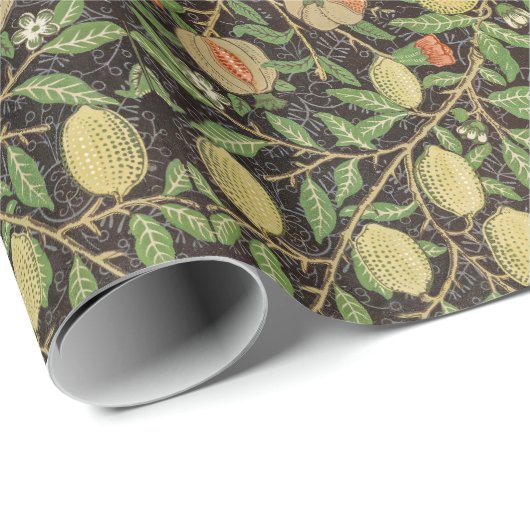 Papier Cadeau William Morris - Motif de fruits anciens ou de gre (Coin rond)