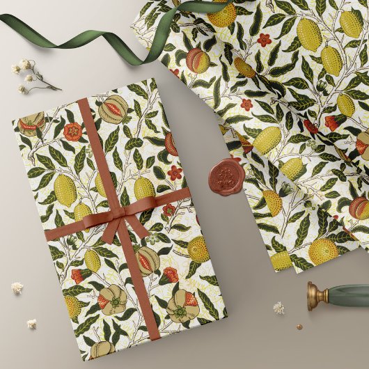 Papier Cadeau William Morris Motif de grenade Lemons Fruits