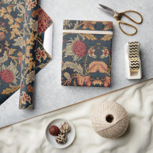 Papier Cadeau William Morris motif floral écossais Thistle vinta