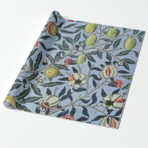 Papier Cadeau William Morris Motif Fruit Rouge Grenade Vintage