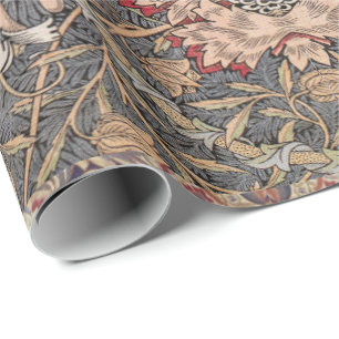 Papier Cadeau William * Morris Peacock Floral Peach Green