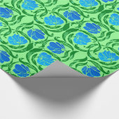 Papier Cadeau William Morris Pimpernel, Bleu et Vert Citron (Coin)