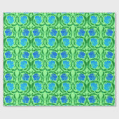 Papier Cadeau William Morris Pimpernel, Bleu et Vert Citron (Plat)