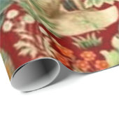 Papier Cadeau William Morris Red Motif Forest (Coin rond)