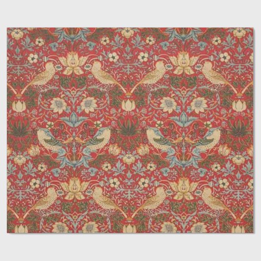 Papier Cadeau William Morris Red Strawberry Thief (Plat)