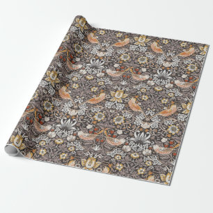 Papier Cadeau William Morris Strawberry Thief Charbon de Bois Oc