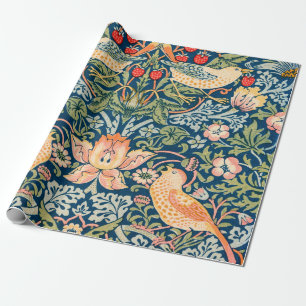 Papier Cadeau William Morris Strawberry Thief Motif floral