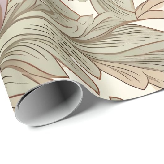 Papier Cadeau William Morris Style Botanical Floral Pattern (Coin rond)