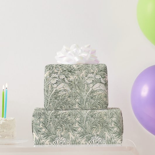 Papier Cadeau William Morris tulip fond textile vert (Cadeaux de fête)