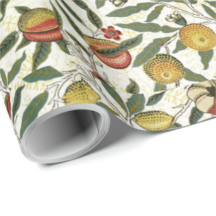 Papier Cadeau William Morris Vintage Fruit Jaune Rouge Vert