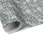 Papier Cadeau William * Morris Wild Tulips Steel Grey Blue (Coin rond)