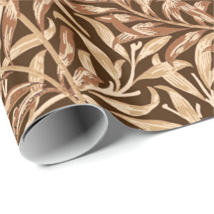 Papier Cadeau William Morris Willow Bough, Taupe et Brown