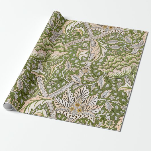 Papier Cadeau William Morris Windrush Motif Floral Classique (Déroulé)