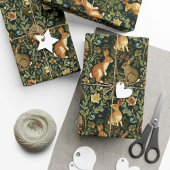 Papier Cadeau William Morris Woodland Lapins floraux Noël