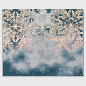 PAPIER CADEAU WILSON BENTLEY FLAKES DE NEIGE EN BLEU NUIT AVEC É (Plat)