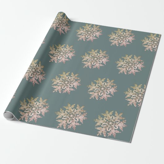 PAPIER CADEAU WILSON BENTLEY SNOWFLAKE SUR BLUE GREY (Déroulé)