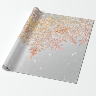 PAPIER CADEAU WILSON BENTLEY SNOWFLAKES ROSE ET GRIS