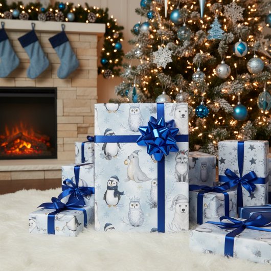 Papier Cadeau Winter Arctic Animals Cute Polar Animals Christmas