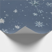 Papier Cadeau Winter Blue Silver Snowflakes Christmas (Coin)