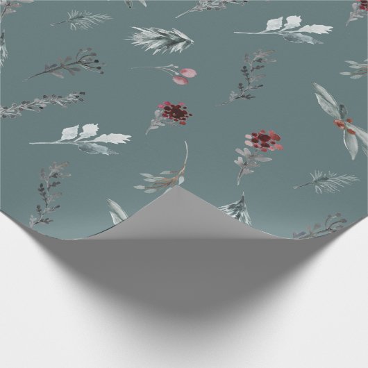 Papier Cadeau Winter Blue Spruce & Mulled Berries Slate Green (Coin)