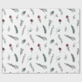Papier Cadeau Winter Blue Spruce & Mulled Berries White (Plat)