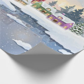 Papier Cadeau Winter Christmas landscape with snow-covered house (Coin)