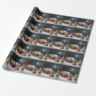 Papier Cadeau Winter Doberman Caravan Christmas Adventure