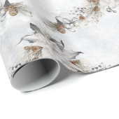 Papier Cadeau Winter Flower Pinecones Holiday (Coin rond)