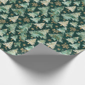 Papier Cadeau Winter Forest Wrapping Paper on Dark Background (Coin)