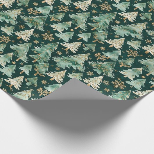 Papier Cadeau Winter Forest Wrapping Paper on Dark Background (Coin)